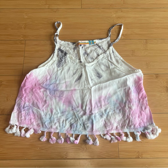 Vintage Havana Other - Vintage Havana pink and blue tie dye tassel cami top 🩷 Like new